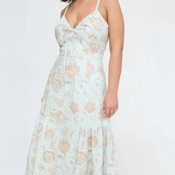 Hill House Home The Lillie Dress - Aqua Calico Trellis Size LAqua Calico Trellis